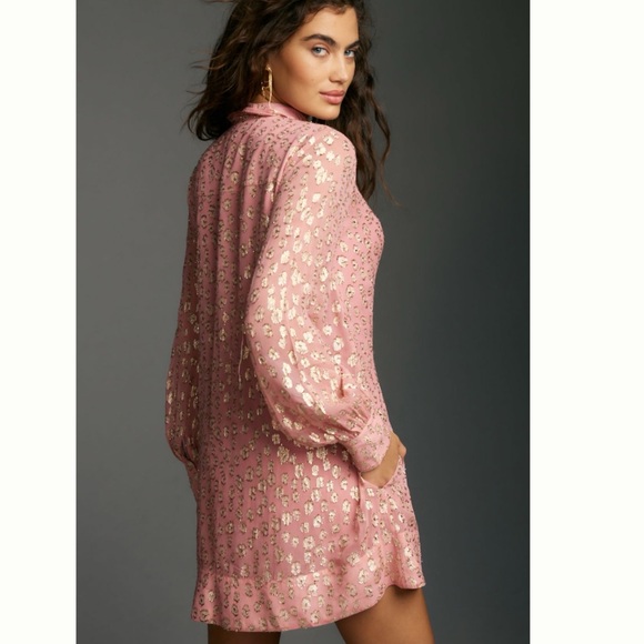 Anthropologie Maeve Long-Sleeve Tie-Neck Mini Dress XS - Picture 6 of 12